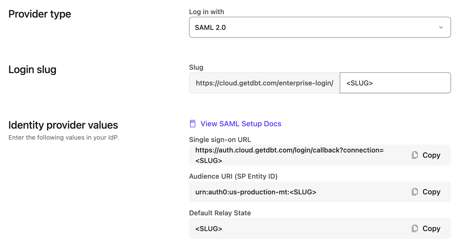 The SSO information in account settings.